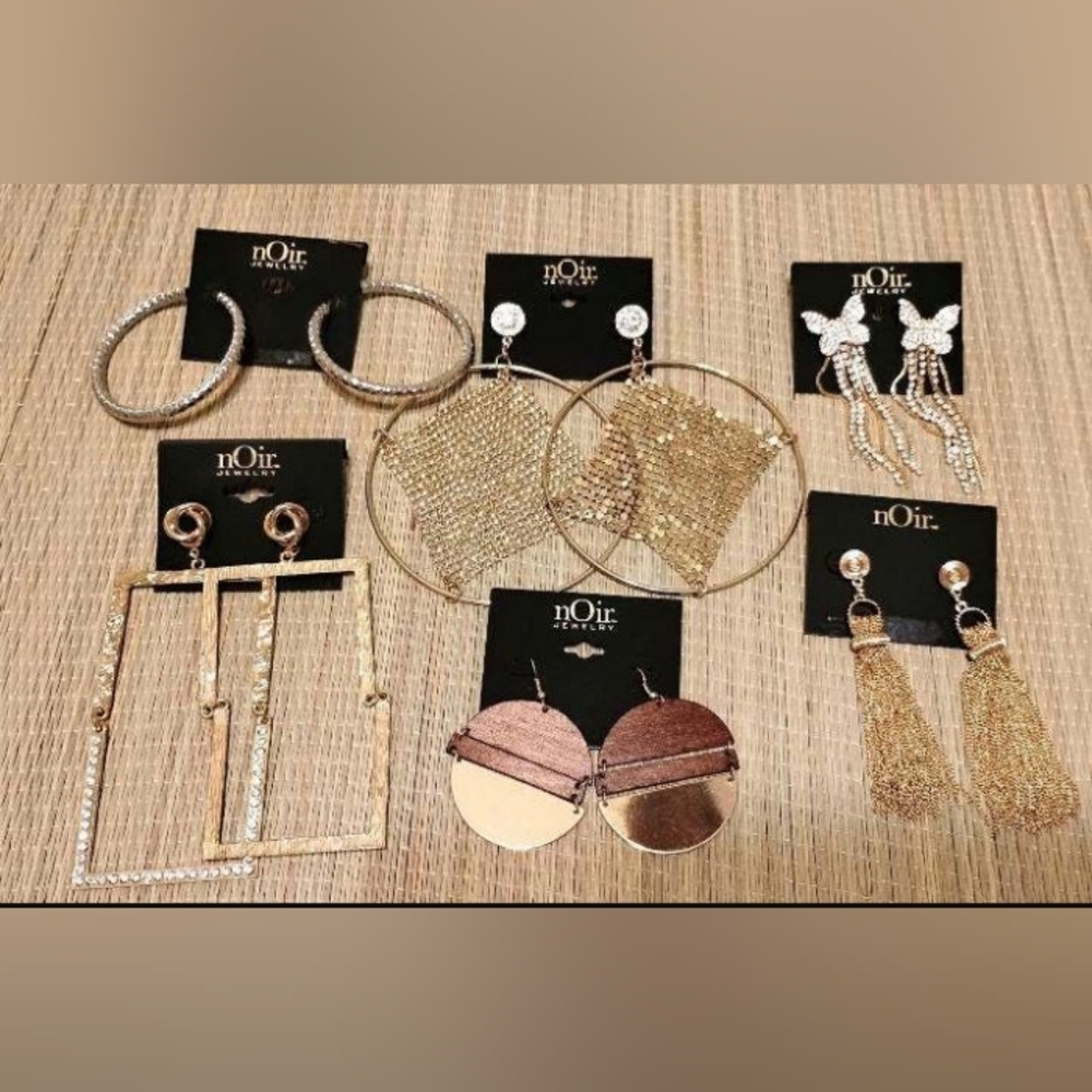 nOir Jewelry Gold and Silver Geometric Earrings Lot